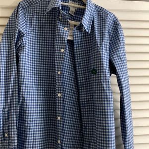 LL Bean Men’s blue and white check shirt size M.